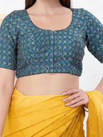 Thumbnail for Joban Fashion Fire-Blue Art Silk Elbow Sleeveless Front Open Blouse