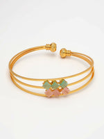 Thumbnail for NVR Women's Gold-Polished CZ Stone-Studded Cuff Bracelet - Distacart
