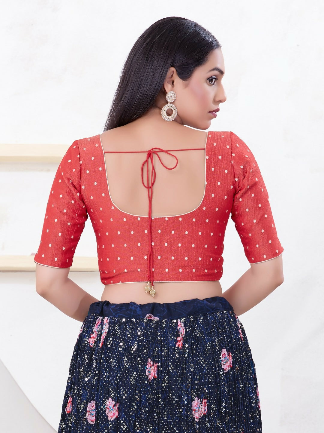 Joban Fashion Pink Tissue Elbow Sleeveless Front Open Blouse