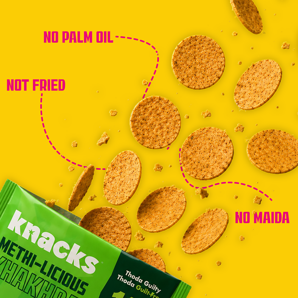 Knacks Coin Khakhra Crisps - Methi-Licious Flavour - Dista