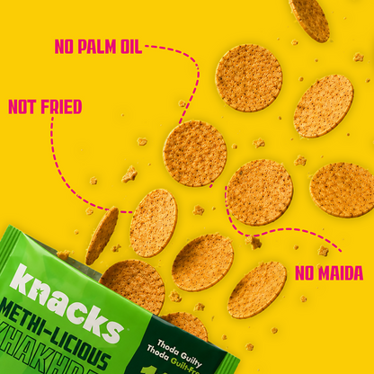Knacks Coin Khakhra Crisps - Methi-Licious Flavour - Dista
