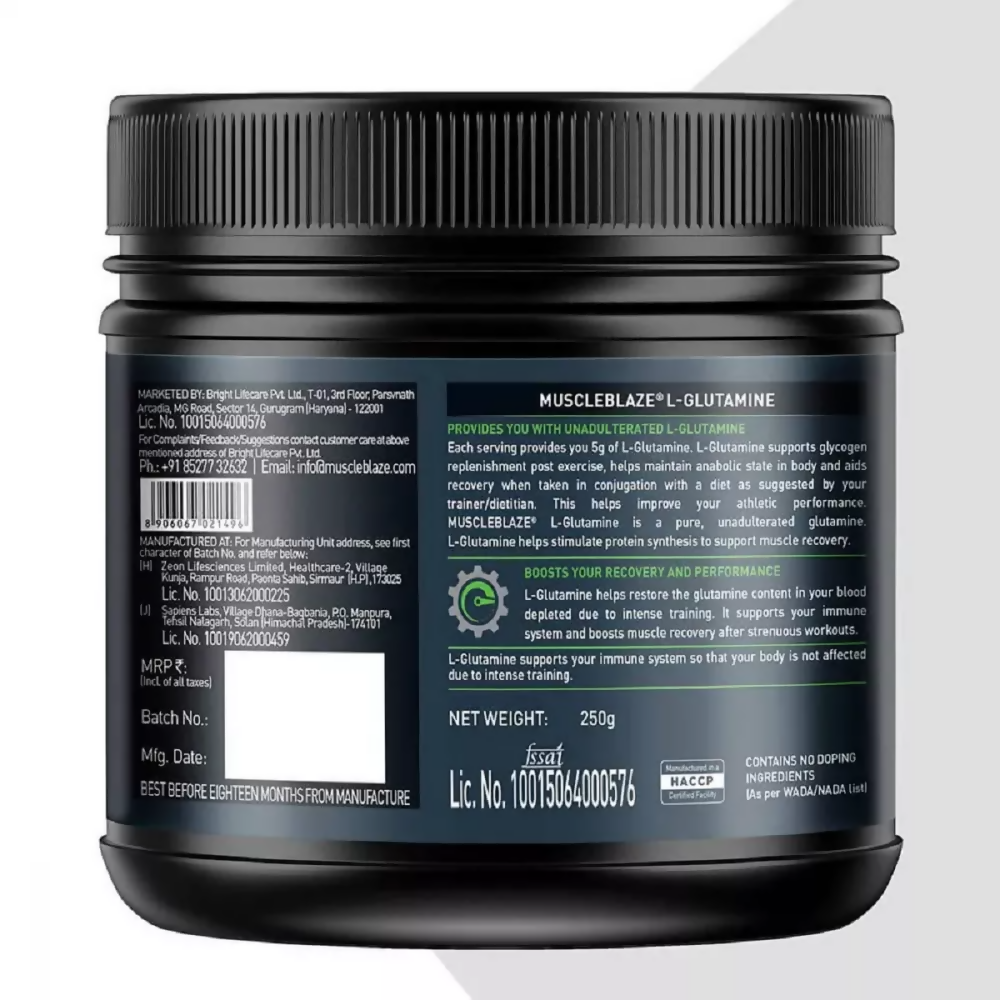 MuscleBlaze L - Glutamine Unflavored - Distacart