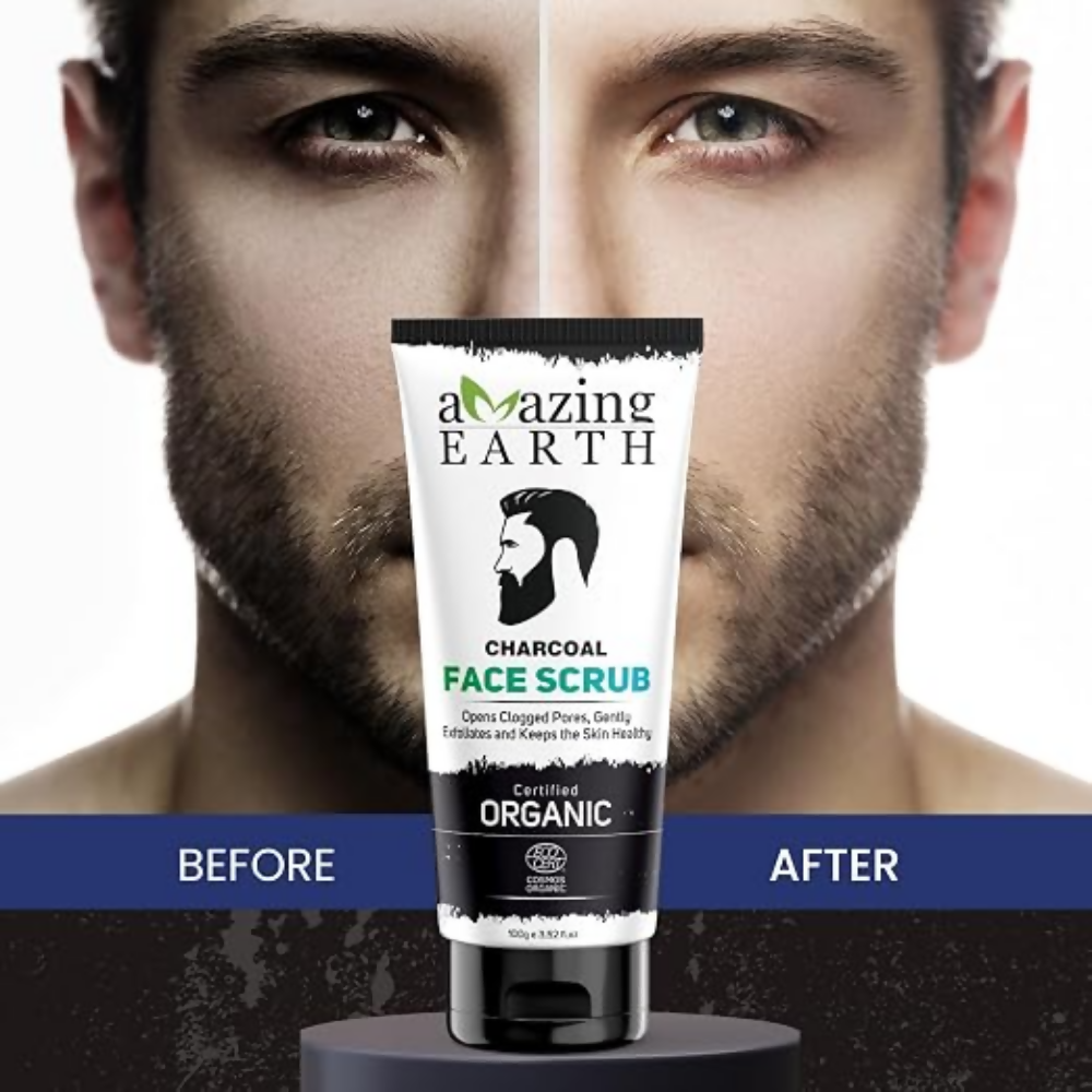 Amazing Earth Activated Charcoal Face Scrub for Men - Dista