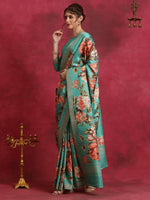 Thumbnail for NOZ2TOZ Women's Cotton Blend Blue Printed Designer Saree With Blouse Piece - Distacart