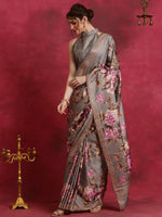 Thumbnail for NOZ2TOZ Women's Cotton Blend Grey Printed Designer Saree With Blouse Piece - Distacart