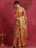 Thumbnail for NOZ2TOZ Women's Cotton Blend Mustard Printed Designer Saree With Blouse Piece - Distacart