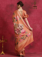 Thumbnail for NOZ2TOZ Women's Cotton Blend Orange Printed Designer Saree With Blouse Piece - Distacart