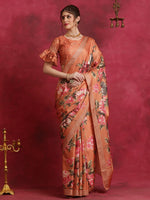 Thumbnail for NOZ2TOZ Women's Cotton Blend Orange Printed Designer Saree With Blouse Piece - Distacart
