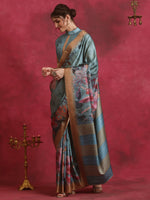 Thumbnail for NOZ2TOZ Women's Cotton Blend Blue Printed Designer Saree With Blouse Piece - Distacart