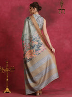 Thumbnail for NOZ2TOZ Women's Cotton Blend Grey Printed Designer Saree With Blouse Piece - Distacart