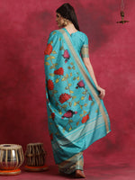 Thumbnail for NOZ2TOZ Women's Cotton Blend Blue Printed Designer Saree With Blouse Piece - Distacart