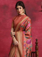 Thumbnail for NOZ2TOZ Women's Cotton Blend Rust Printed Designer Saree With Blouse Piece - Distacart