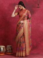 Thumbnail for NOZ2TOZ Women's Cotton Blend Rust Printed Designer Saree With Blouse Piece - Distacart