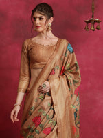 Thumbnail for NOZ2TOZ Women's Cotton Blend Brown Printed Designer Saree With Blouse Piece - Distacart