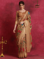 Thumbnail for NOZ2TOZ Women's Cotton Blend Brown Printed Designer Saree With Blouse Piece - Distacart