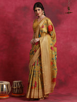 Thumbnail for NOZ2TOZ Women's Cotton Blend Mustard Printed Designer Saree With Blouse Piece - Distacart