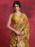 Thumbnail for NOZ2TOZ Women's Cotton Blend Mustard Printed Designer Saree With Blouse Piece - Distacart