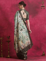 Thumbnail for NOZ2TOZ Women's Cotton Blend Sea Green Printed Designer Saree With Blouse Piece - Distacart