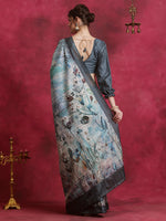 Thumbnail for NOZ2TOZ Women's Cotton Blend Grey Printed Designer Saree With Blouse Piece - Distacart