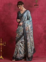 Thumbnail for NOZ2TOZ Women's Cotton Blend Grey Printed Designer Saree With Blouse Piece - Distacart