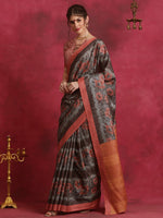 Thumbnail for NOZ2TOZ Women's Cotton Blend Grey Printed Designer Saree With Blouse Piece - Distacart