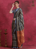 Thumbnail for NOZ2TOZ Women's Cotton Blend Grey Printed Designer Saree With Blouse Piece - Distacart