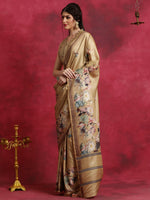 Thumbnail for NOZ2TOZ Women's Cotton Blend Beige Printed Designer Saree With Blouse Piece - Distacart