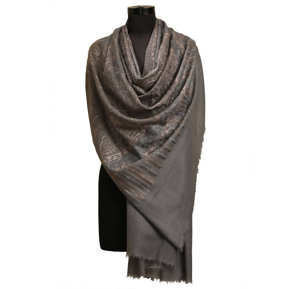 Nizalia Cashmere Fine Wool Grey Nulki Design Shawl