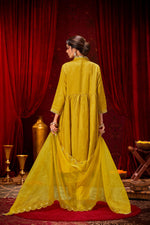 Thumbnail for BulBul Himawari Muslin Mustard Kurta Set With Dupatta