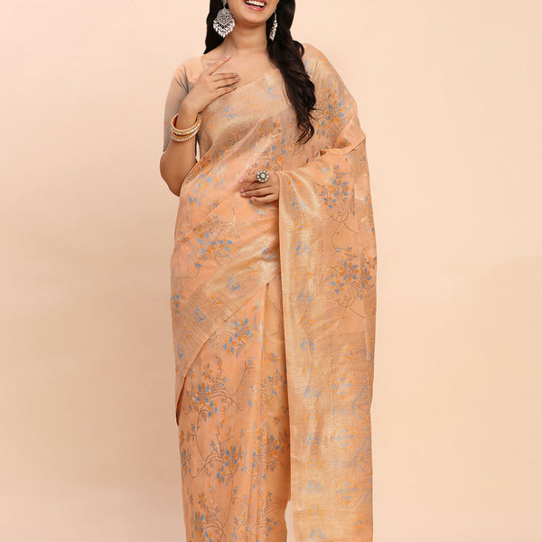 Astita Linen Cotton Orange Saree