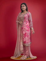 Thumbnail for Prazu Fashion Peach Organza Embroidery Coding Sequin Salwar Suit