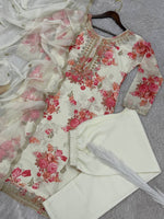 Thumbnail for Prazu Fashion White Organza Embroidery Coding Sequin Salwar Suit