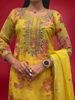 Thumbnail for Prazu Fashion Yellow Organza Embroidery Coding Sequin Salwar Suit