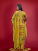 Thumbnail for Prazu Fashion Yellow Organza Embroidery Coding Sequin Salwar Suit