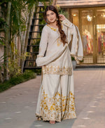 Thumbnail for Prazu Fashion White French Crepe Thread Embroidered Palazzo Suit