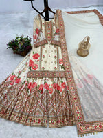 Thumbnail for Prazu Fashion Cream Chinon Silk Digital Print Sharara Suit
