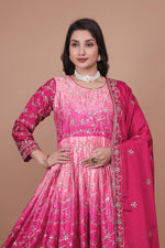 Thumbnail for Prazu Fashion Pink Chinon Silk Embroidered Anarkali Suit