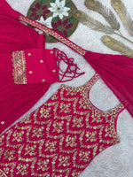 Thumbnail for Prazu Fashion Pink Georgette Embroidered Sequin Palazzo Suit