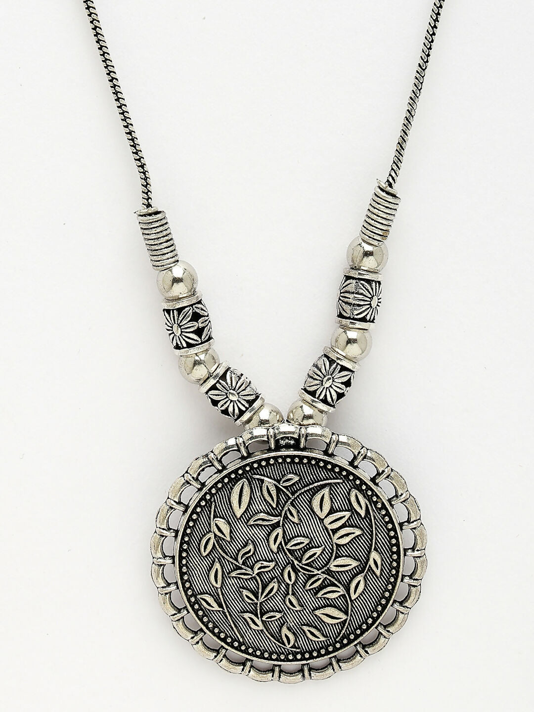NVR Women's Silver-Toned Circular Shape Pendant with Chain - Distacart