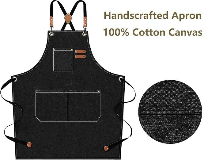 Supvox Waterproof Home Apron - Kitchen And Workshop With Tool Pockets -Black - Dista