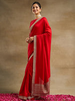 Thumbnail for kasee Solid Embroidered Pure Silk Saree - Distacart