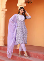 Thumbnail for Alvano Printed Straight Kurti with Pant and Dupatta Set for Womens's and Girls Rayon - Distacart