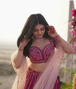 Thumbnail for Aastha Fashion Magenta Heavy Slub Silk Designer Wedding Wear Lehenga Choli