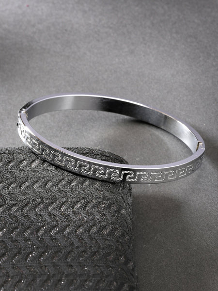 NVR Men's Silver-Plated Stainless Steel Kada Bracelet - Distacart