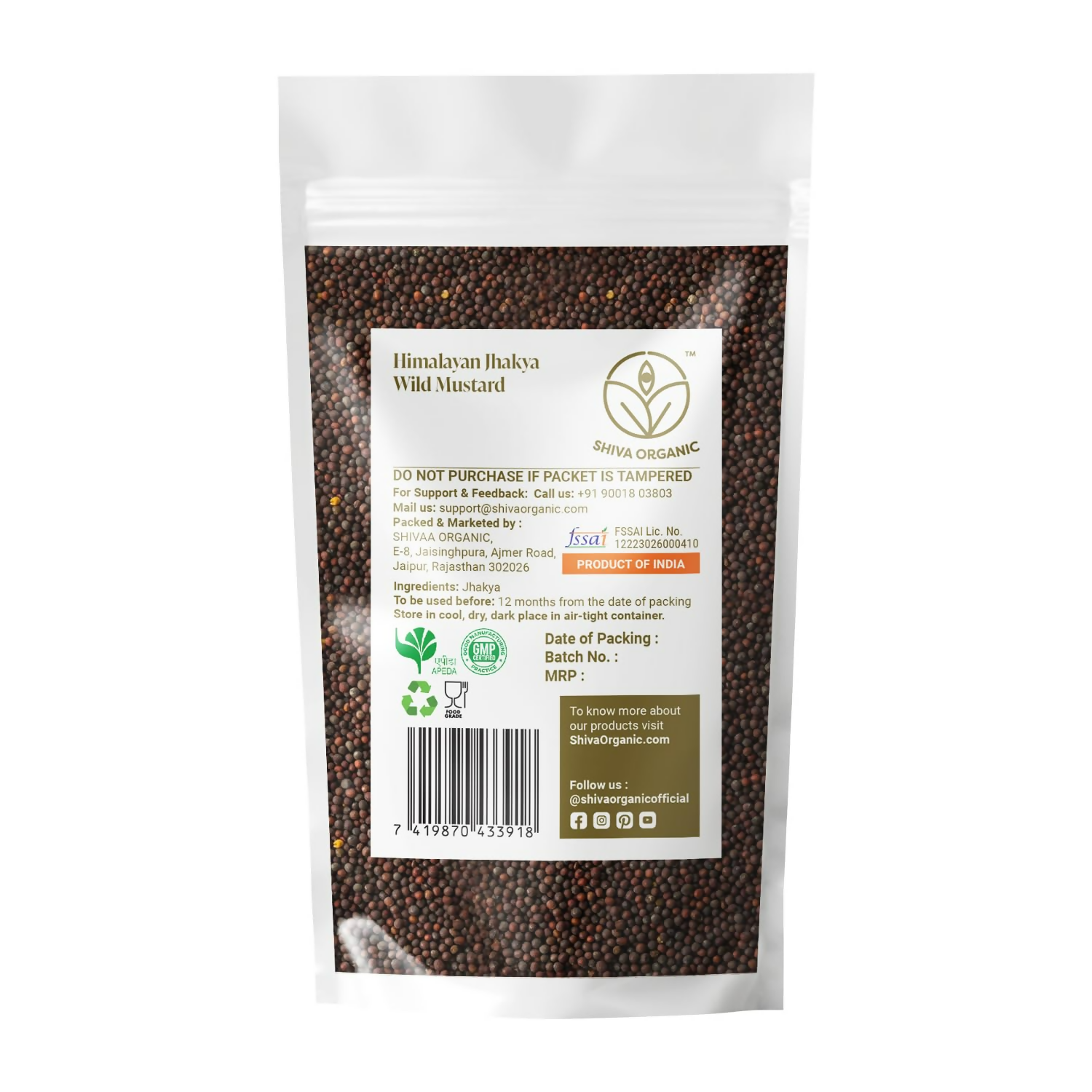 Shiva Organic Himalayan jakhiya seeds pahadi (Wild Mustard) Black Jakhya Seeds