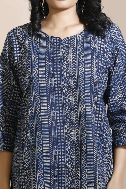 Breathables Blue Abstract Cotton Kurta & Pant Co-Ord Set - Dista