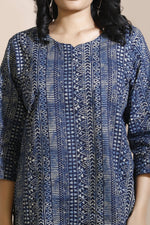 Thumbnail for Breathables Blue Abstract Cotton Kurta & Pant Co-Ord Set - Dista