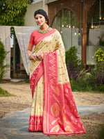 Thumbnail for Astita Cream Soft Silk Saree