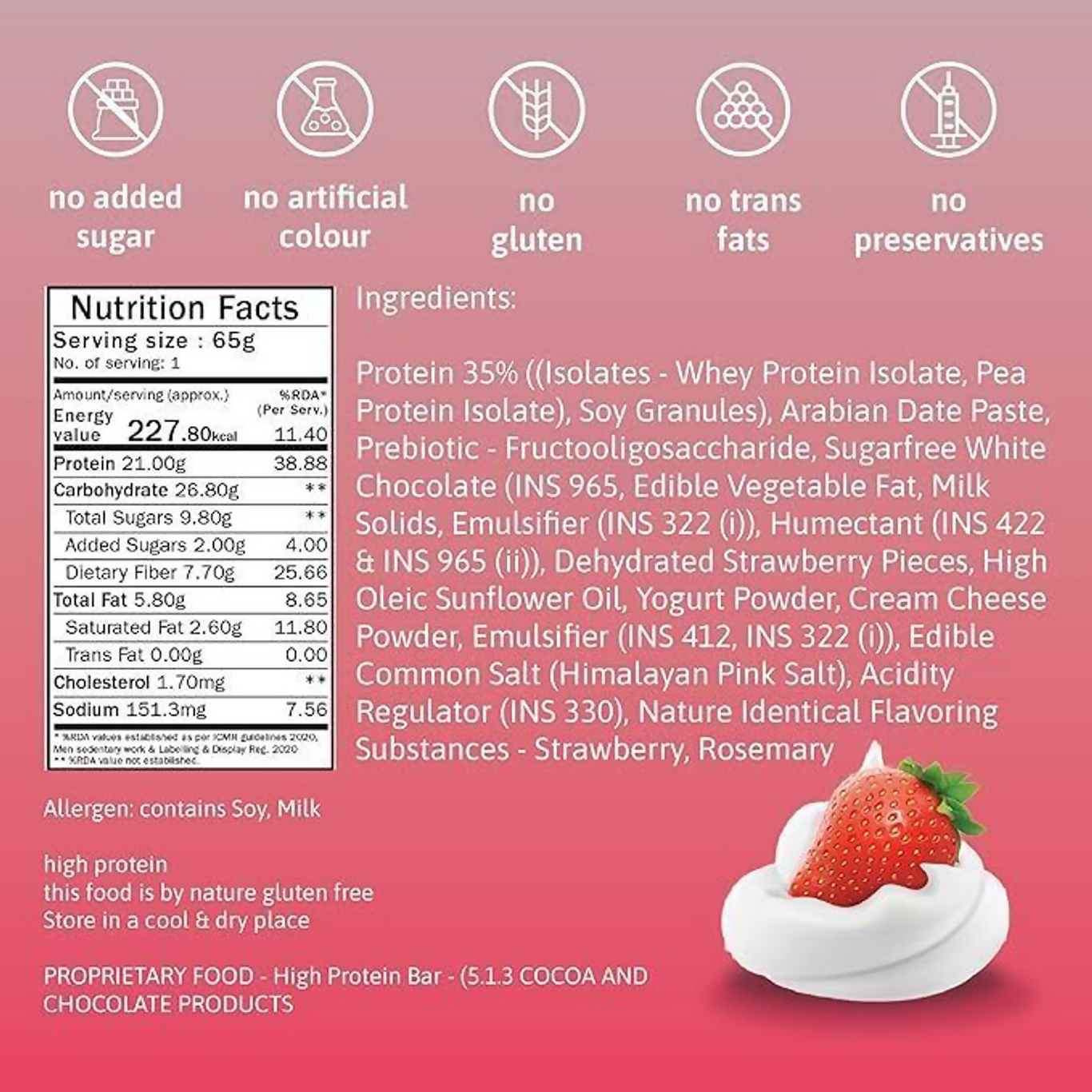 Phab Protein Bars With Protein Strawberries & Greek Yogurt - Dista