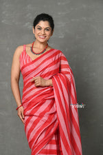 Thumbnail for Very Much Indian Tyohaar - Designer! High Quality Pure Mul Cotton Handloom Saree - Red